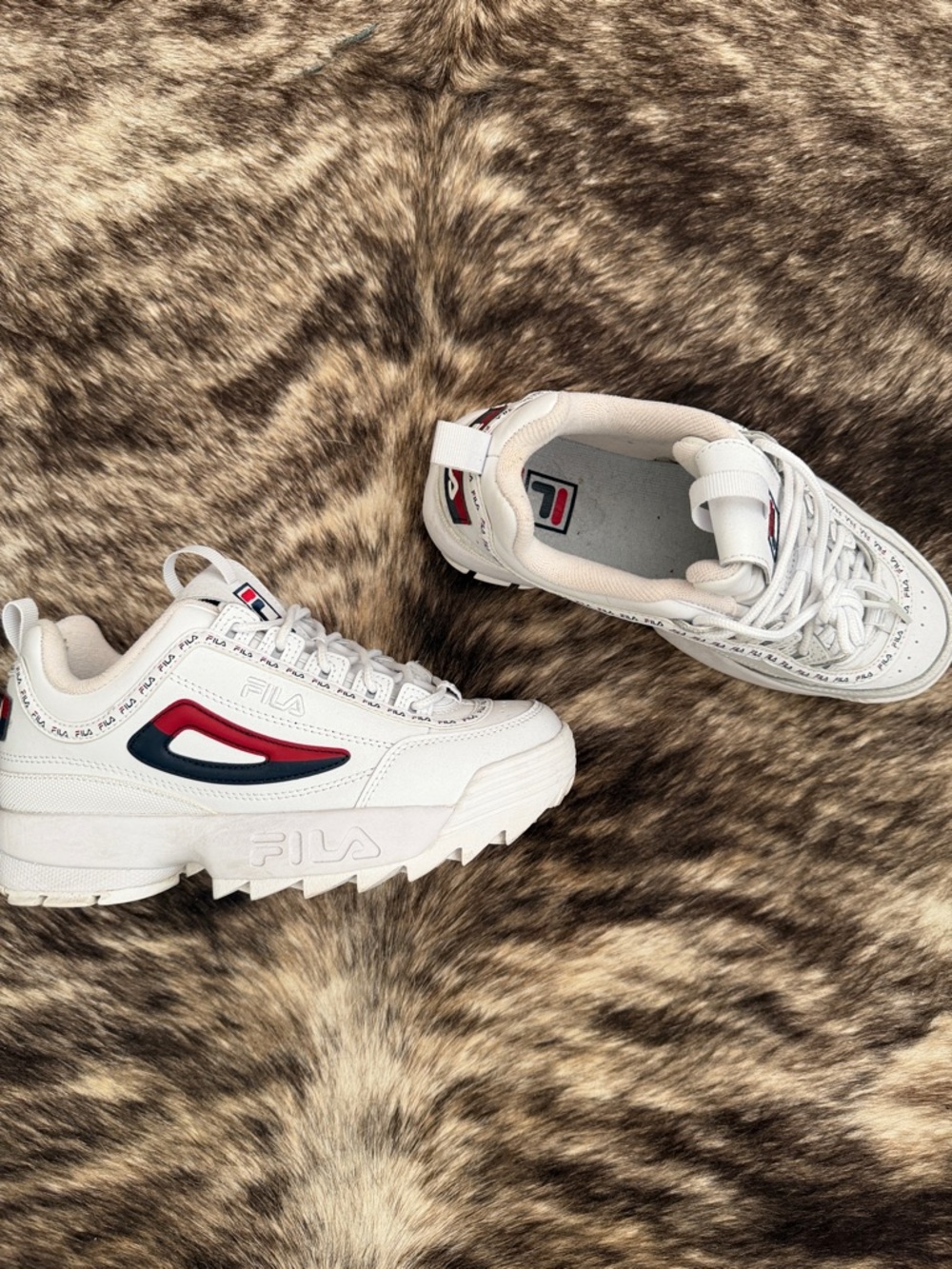 Fila Women’s White Sneakers with Red and Navy Accents